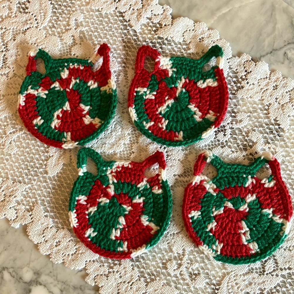 NWOT Handmade Crocheted Cat Coasters